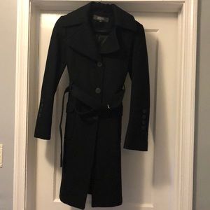 Black belted wool coat